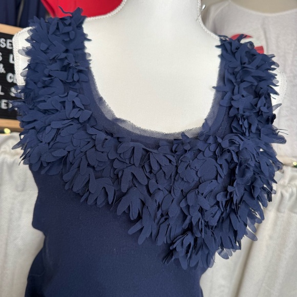 INC International Concepts Blue Ruffled Sleeveless Tank Top - Picture 3 of 8